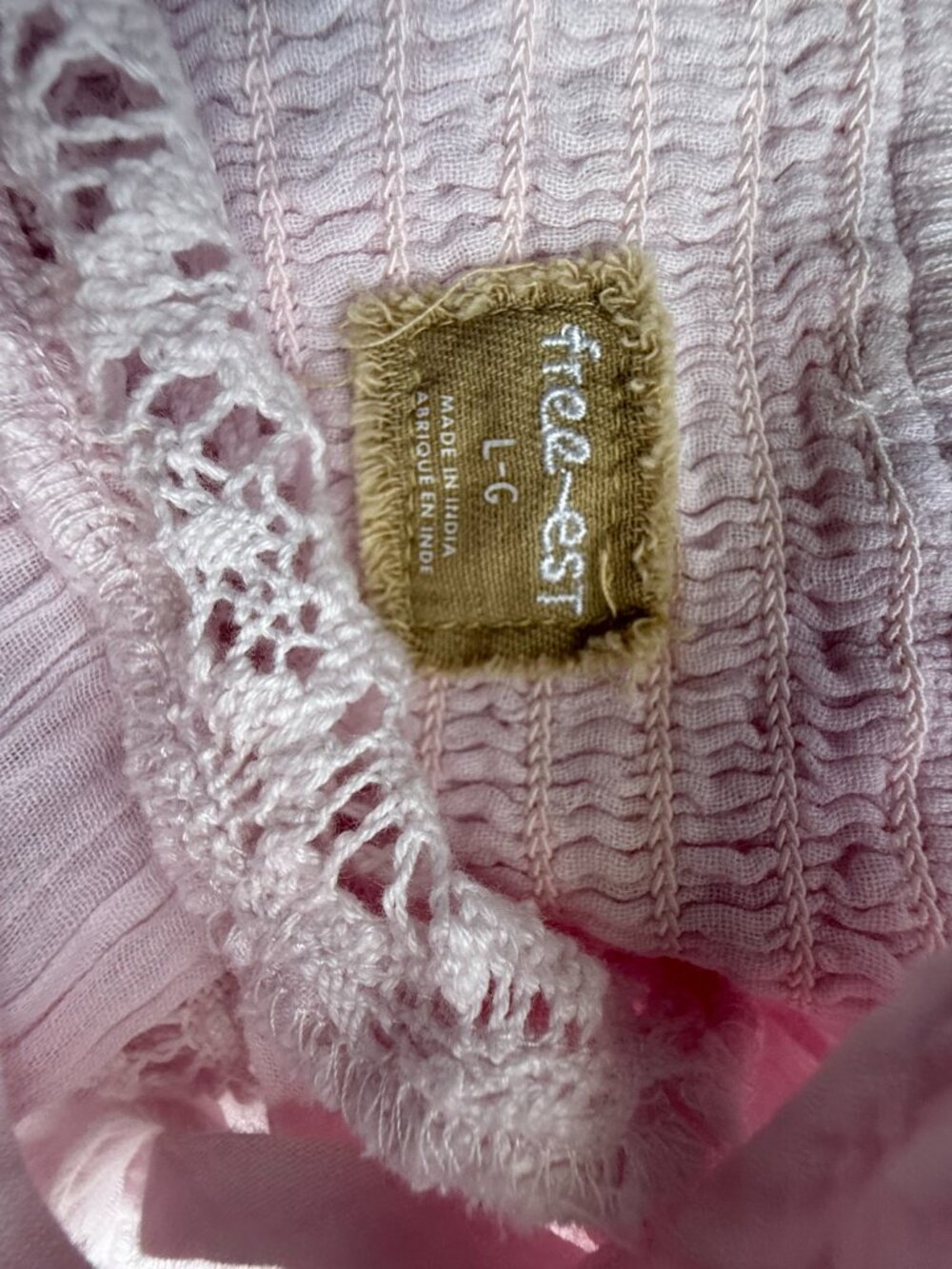 Free People Strappy Ruffled Pink Dress Size L - Picture 3 of 6